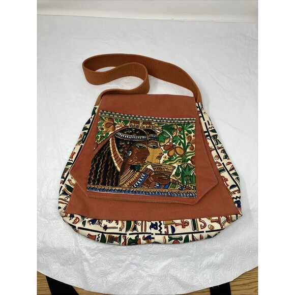 VTG Carpetbags of America Purse Egyptian Print Hobo Bag Purse 1970s Boho Hippie - Picture 5 of 14